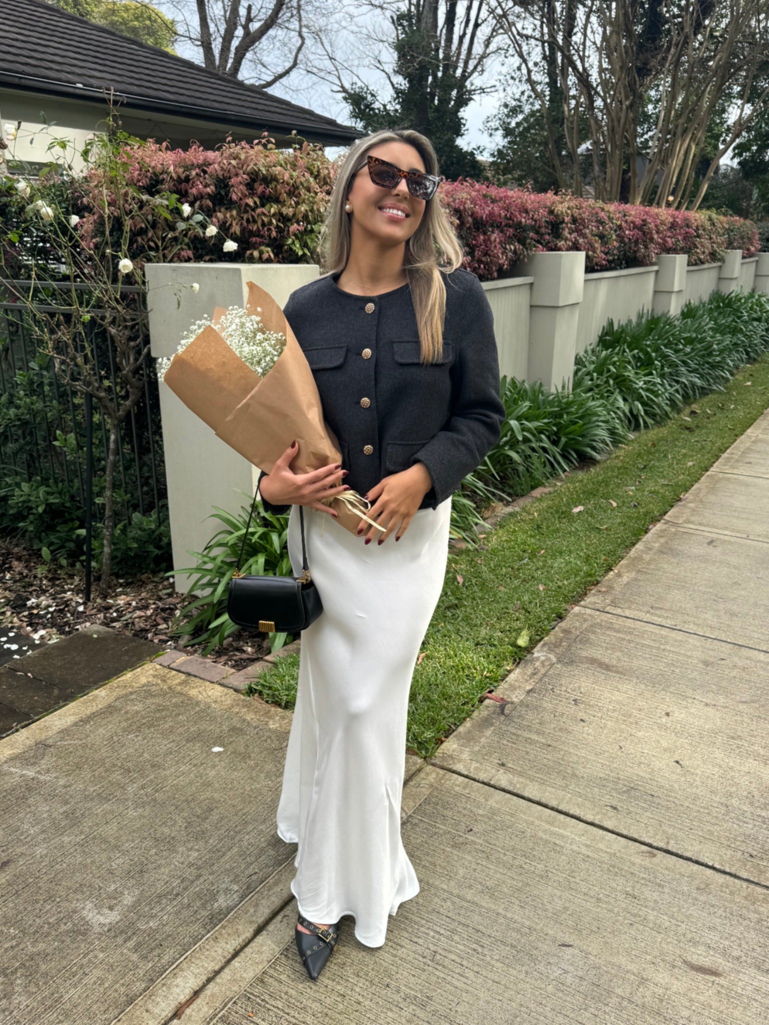 Blair 100% Wool Round Neck Coat | Charcoal