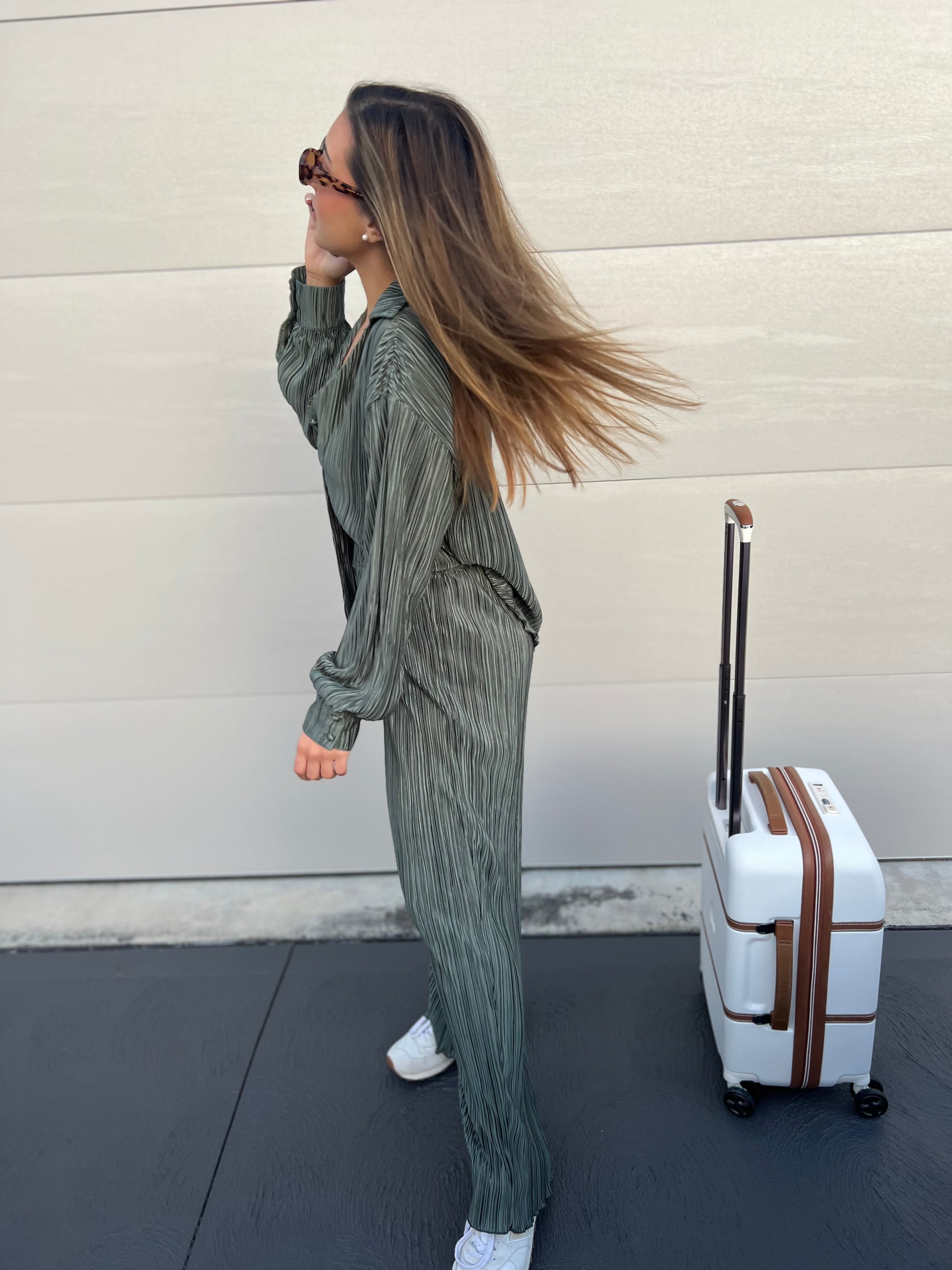 London Plisse Set | Olive