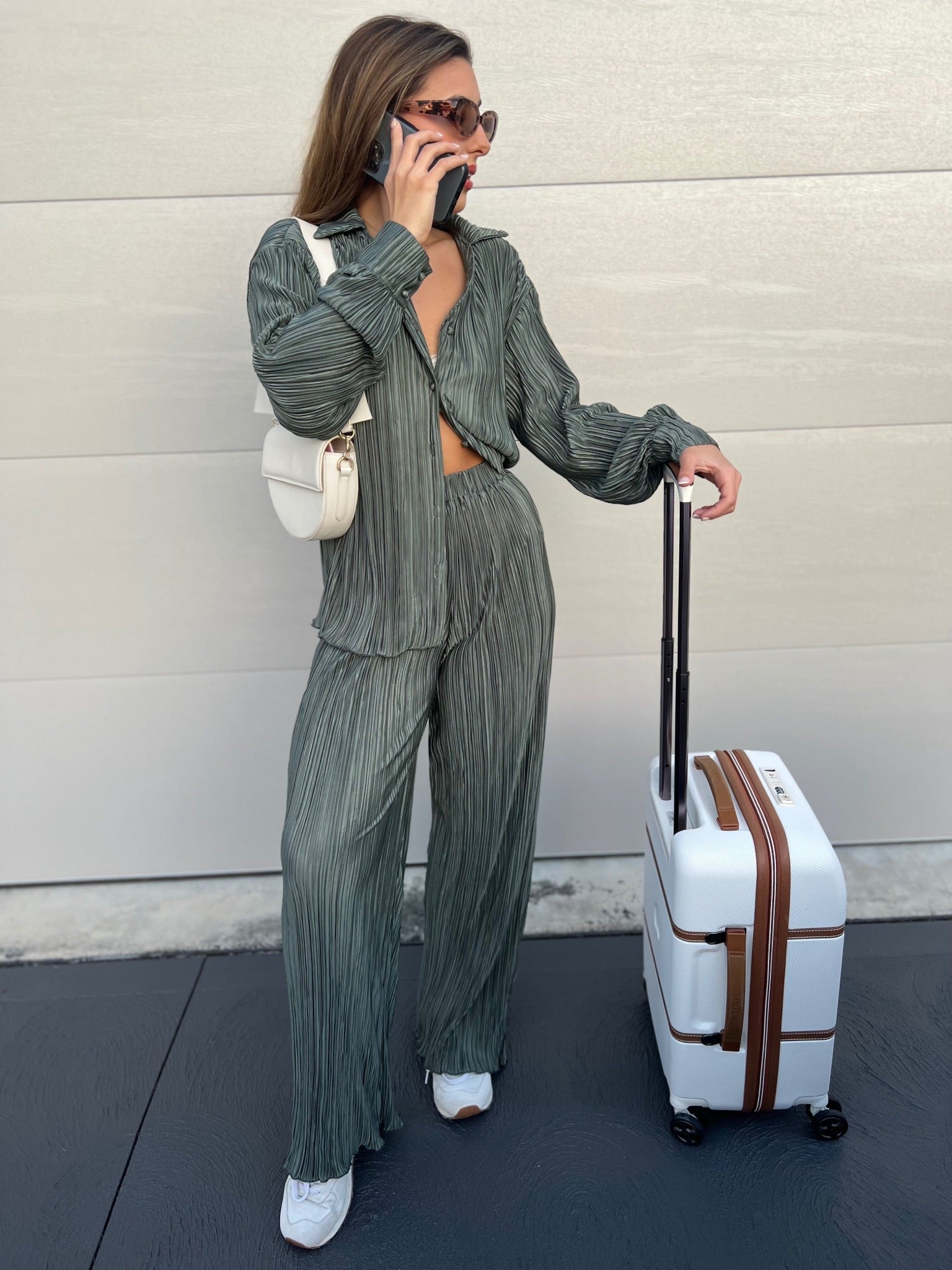 London Plisse Set | Olive