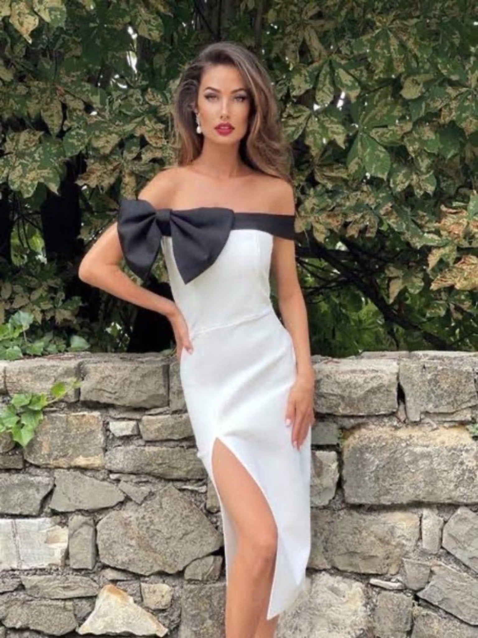 Dominique Bow Midi Dress | ANITAMARIA