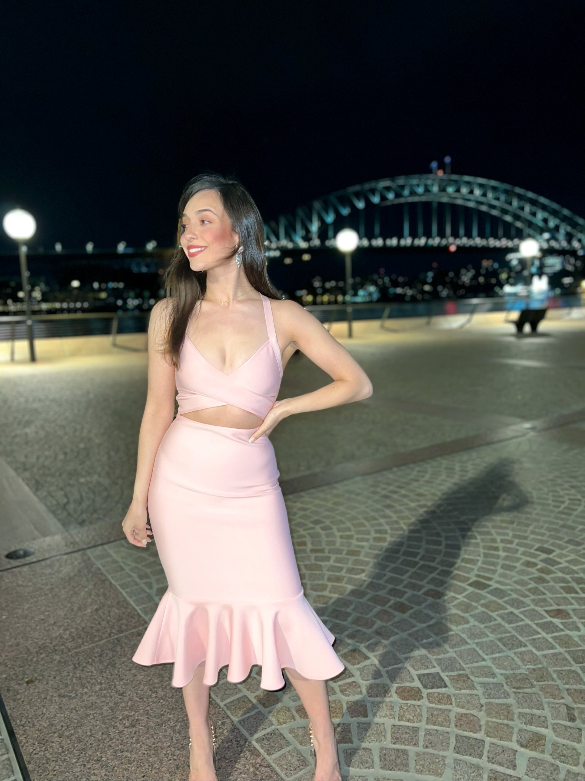 Pink seductive Midi Dress